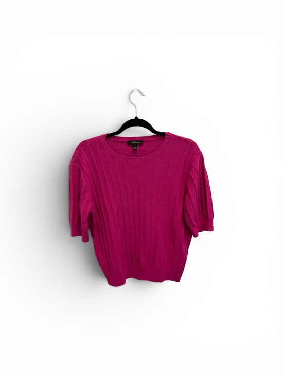 Ann Taylor Sweaters - Ann Taylor Short-Sleeve Ribbed Knit Top in Dark Pink